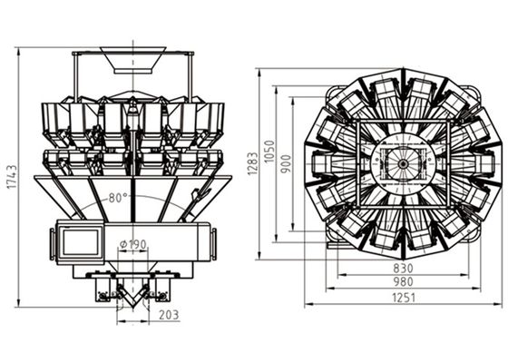 Snack Food 8A 1220mm 10 Head Multihead Weigher